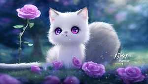 可爱玫瑰花猫咪