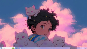 可爱男孩与猫