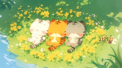 河边萌萌的老虎