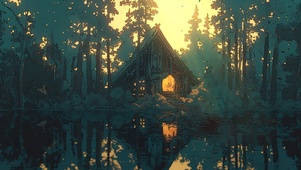 孤寂湖畔小屋