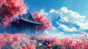 4K雪山樱花谷