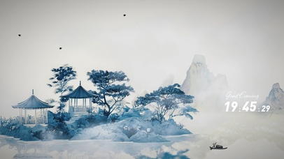 水墨山水AI插画