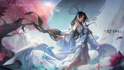 4K古风撑伞少女