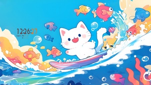 可爱泳池猫咪