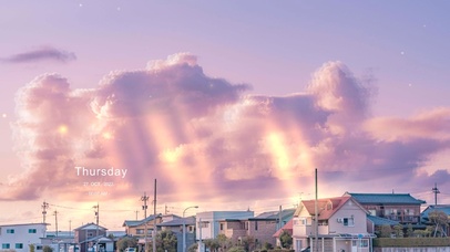 4K清新治愈日系夕阳小镇