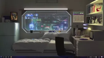 科幻房间（含时钟、日历、天气、音乐频谱）