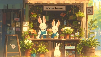 治愈花店可爱兔兔