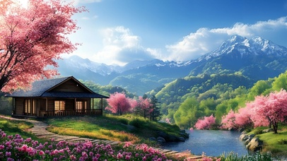 唯美山上繁花房屋