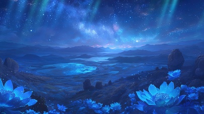 梦幻莲花山谷夜景