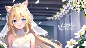 可爱猫咪婚纱少女