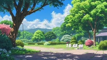 护眼蓝天白云绿景