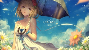 夏日少女赏花