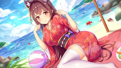 沙滩打球-卡哇伊漫女