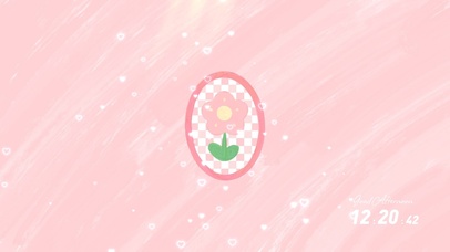 粉色格子油画小花