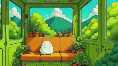 可爱治愈系车厢的团子