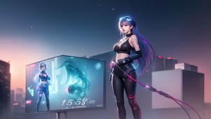 赛博朋克长发女生