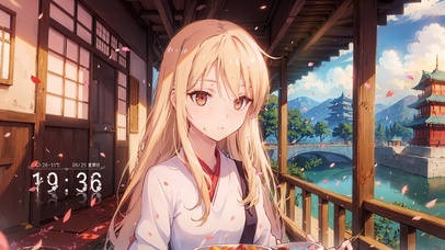 唯美湖畔樱花庄少女