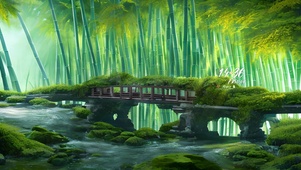 4k护眼竹林溪水
