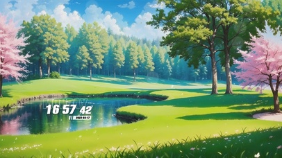 蓝天白云护眼树木