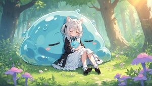 唯美山野午睡少女