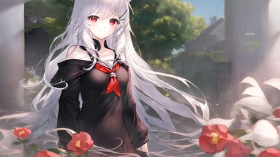 赤瞳白发的少女