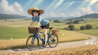 小清新骑车女孩