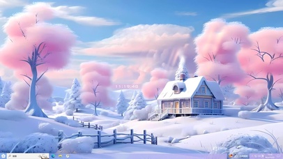 浪漫下雪天的小镇