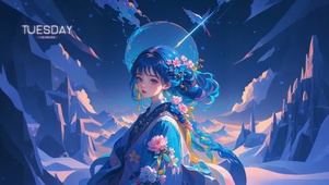 4K 蓝色动漫女生
