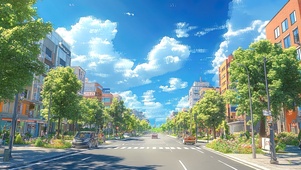 清新城市夏日蓝天