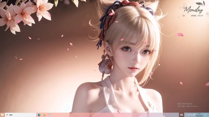 4k可爱金发宵宫樱花飞舞美少女