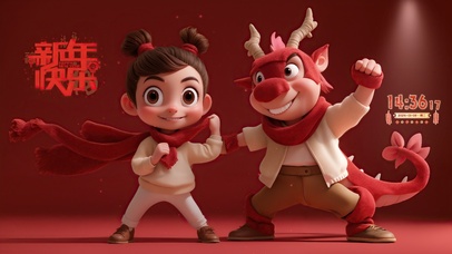 新年快乐可爱小龙人