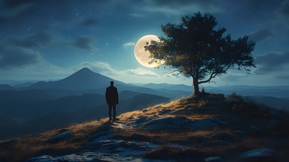 大自然风景艺术设计一个人的夜晚