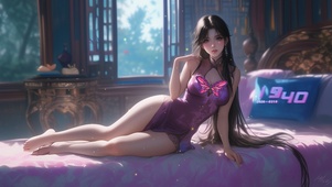 眉将柳而争绿，面共桃而竞红