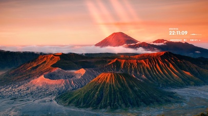 唯美治愈夕阳高山云海