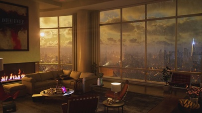 雨天中的顶层公寓