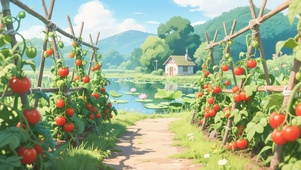 种满番茄的乡下小路