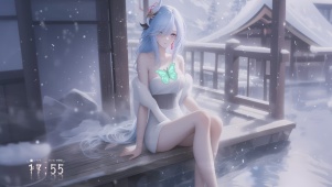 泡温泉女孩