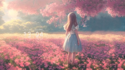 看落花的小女孩