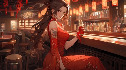 唯美旗袍酒吧少女