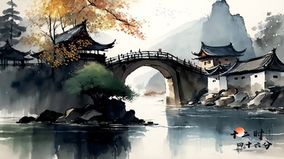 古镇桥头的千年银杏