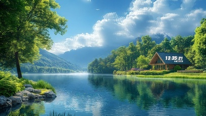 户外护眼湖泊小屋