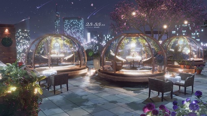 治愈唯美夜空下的餐厅