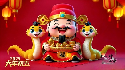 大年初五迎财神盆满钵满喜接财