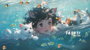 女孩猫咪