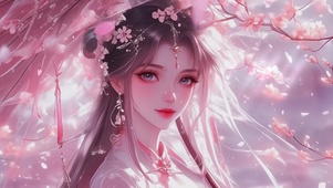 唯美古风桃花美女