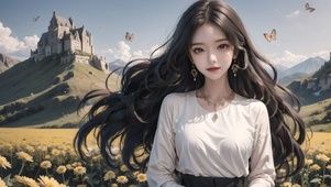 花海中的女孩