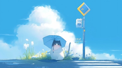 雨天站台下猫咪