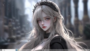 华丽欧美公主风白发美女