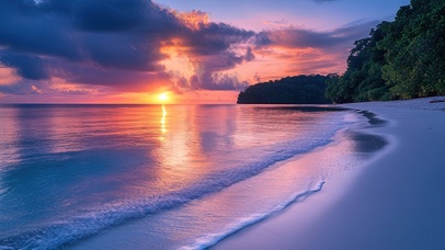 落日梦幻晚霞海滩