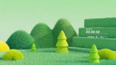 清新护眼绿色毛绒场景